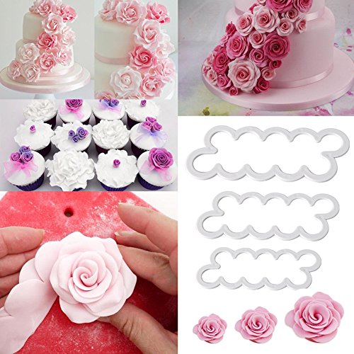 3pcs Emporte-Pieces Rose Petal Sugarcraft Moule...
