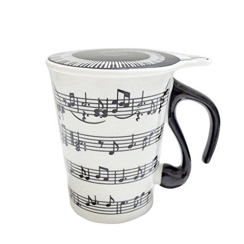Gift Garden Giftgarden® Musician Coffee MUG with Lid Staves Music Notes 6780496963419 (6780496963419)
