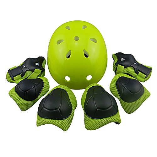 TOPFIRE Enfants casque de scooter vélo bmx hoverboard, main, coudières et genouillères en gel vert 6812492420150 (6812492420150)