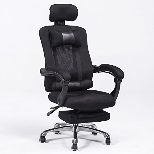 Chaise de bureau Chaise d'ordinateur accueil jeu de chaises pivotantes, noir  + repose-pieds, pieds en alliage 6814329451757 LONG