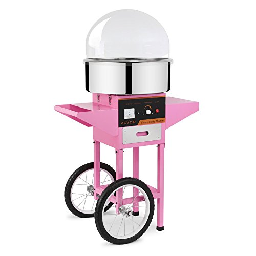 VEVOR Machine à barbe à papa commercial cotton candy machine 1030w electric candy floss maker (machine à barbe à papa avec chariot & bulle) code EAN 6850832038276 