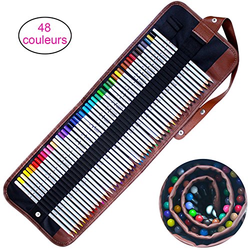Taotree 48 couleurs marco raffiné art dessin crayons de couleur avec lavable trousse toile sac de crayon pour coloriage adulte/jardin secret/livre de coloriage code EAN 6862478958993 