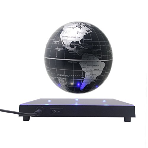 NovoMe Glovion 5.5 inch rotatif magnétique lévitation globe Globe flottant base de squre avec lampes à led (Noir) 6872629492405 (6872629492405)