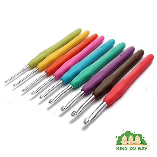 9pcs crochet tricot aguilles en métal multi-col...