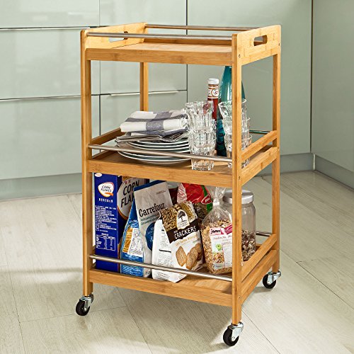 SoBuy® FKW15-N Desserte de cuisine de service à roulettes en Bambou,Chariot de cuisine L45cmxP38cmxH77cm 6900021342520 SoBuy® - Dessertes SoBuy® FKW15-N Desserte de cuisine de service à roulettes en Bambou,Chariot de cuisine L45cmxP38cmxH77cm 6900021342520 SoBuy® - Dessertes
