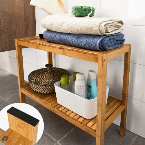 Fsr14-n étagère salle de bain 100% en bambou na...