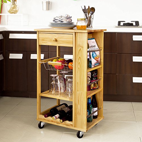 SoBuy® FKW12-N Desserte à roulettes rangement, Chariot de Cuisine Roulant en bois, Kitchen Trolley L50cmxH85cmxP37cm -Transparent 6900021344814 SoBuy® - Dessertes
