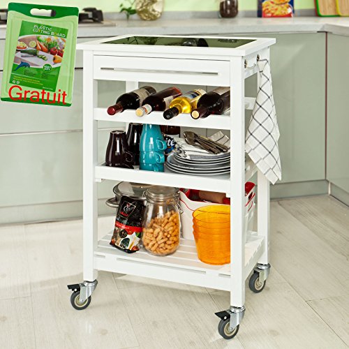 Fkw16-g-w desserte à roulettes blanche, chariot...