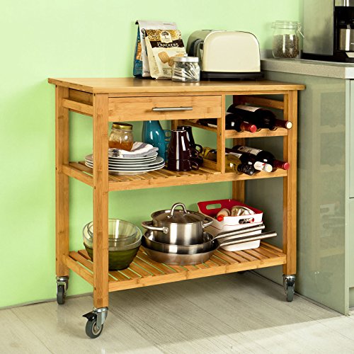SoBuy® FKW23-N Desserte de cuisine roulante bambou, Meuble de rangement à roulettes, Chariot de service 6900021348539 SoBuy® - Dessertes
