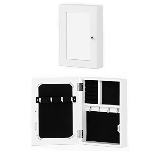 Frg80-w armoire à bijoux murale avec miroir, or...