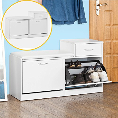 Fsr17-w banc meuble à chaussures 2 abattants av...