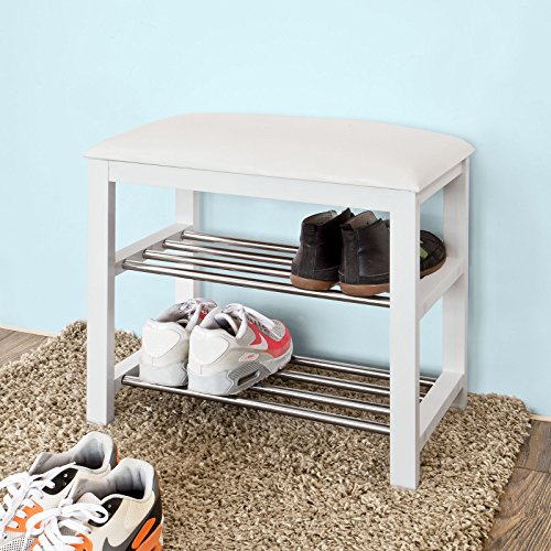 Fsr18-k-w banc avec étagère à chaussures blanc-...