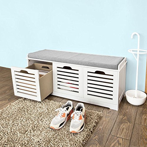 Fsr23-w banc de rangement avec coussin rembourr...