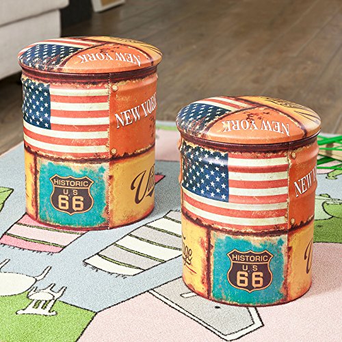 Fss58 lot de 2 poufs coffres de rangement repos...