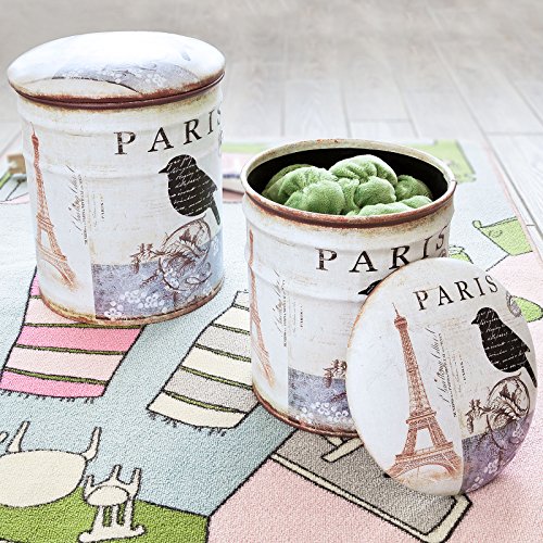 Fss59 lot de 2 poufs coffres de rangement repos...