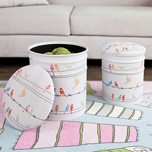 Fss62 lot de 2 poufs coffres de rangement repos...