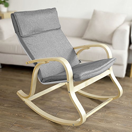 SoBuy® - Fauteuils SoBuy® FST15-DG Rocking Chair, Fauteuil à bascule, Fauteuil berçant, Fauteuil relax, Bouleau Flexible -Gris code EAN 6900021373371 