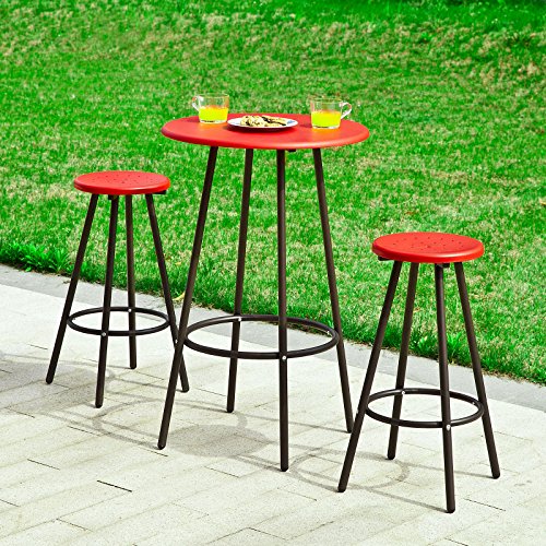 Ogt08-r set de 1 table bar bistrot ronde et 2 t...