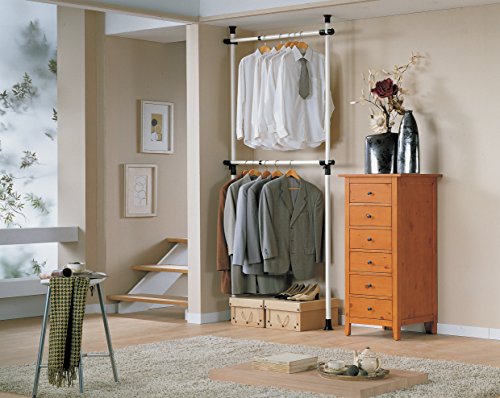 SoBuy Frg109 télescope garde-robe système herkule, 2 barres portant de vêtement largeur (77-112cm) x hauteur (103-278cm) code EAN 6900021377614 