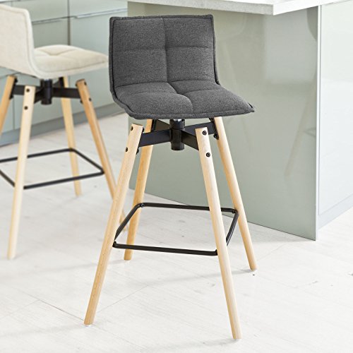 SoBuy® - Tabourets de bar SoBuy® FST45-DG Tabouret de bar cuisine rotatif à 360° avec dossier et repose-pieds fauteuil bistrot haute qualité code EAN 6900021385305 
