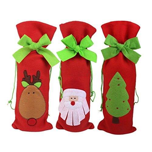 HENGSONG 3pcs Sac de Bouteille de Vin de Noël C...