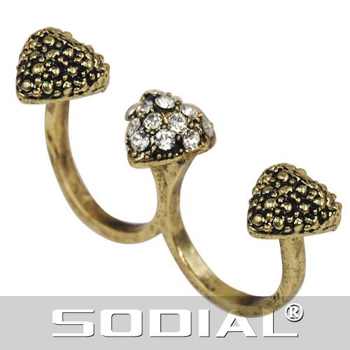 Bague antique en bronze pour deux doigts design...