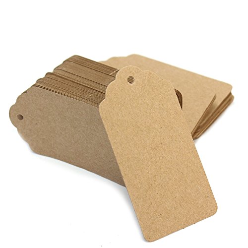 100 Etiquettes Tags en Papier Kraft Carte Feuil...