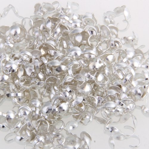 200X CACHE NOEUD EN METAL PLAQUE ARGENT 9X3MM COLLIER 6912220205322 TOOGOO(R)