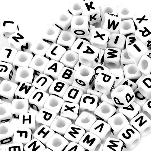 TOOGOO(R) 200X PERLE EN PLASTIQUE COULEUR BLANC CUBE 6MM LETTRE code EAN 6912220211842 