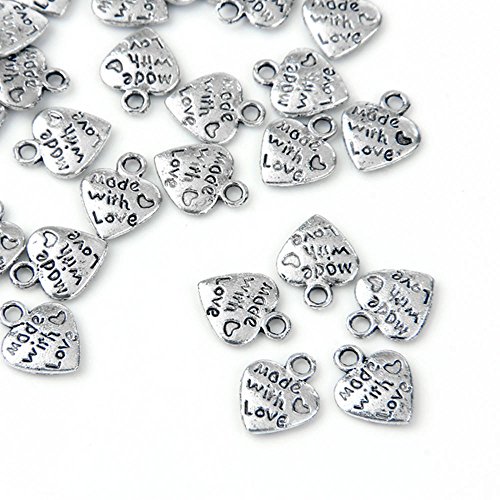 FACILLA 50 breloques pendentifs coeur made with love argent 9mm code EAN 6912220213785 