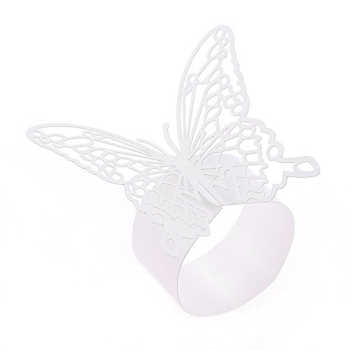 50pcs rond de serviette en papier blanc papillo...