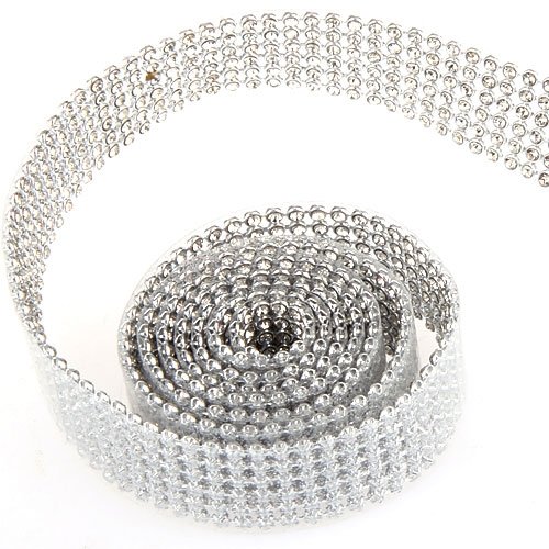 Ruban chaine metal strass 6 rangs couleur argen...