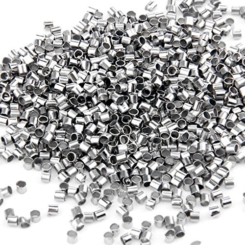 1000 x plaqué argent tube perles à écraser fin,...
