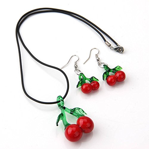 Set collier boucle d'oreille verre pendentif ce...