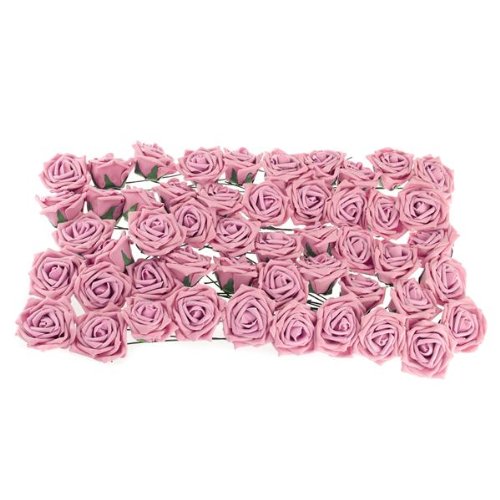 50pcs fleur rose artificielle en tissu rosé déc...