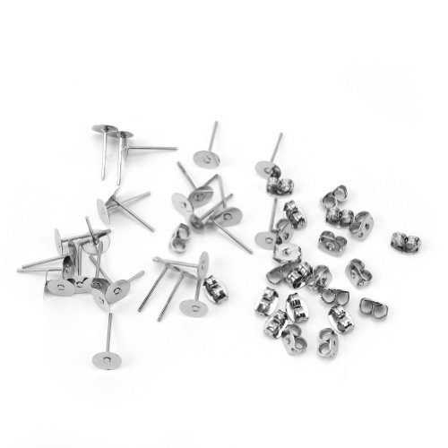 boucle d'oreille argenté plateau plat support r...