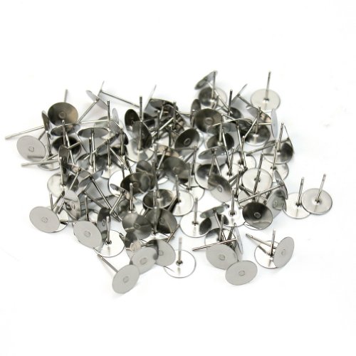 100X boucle d'oreille argenté plateau plat supp...