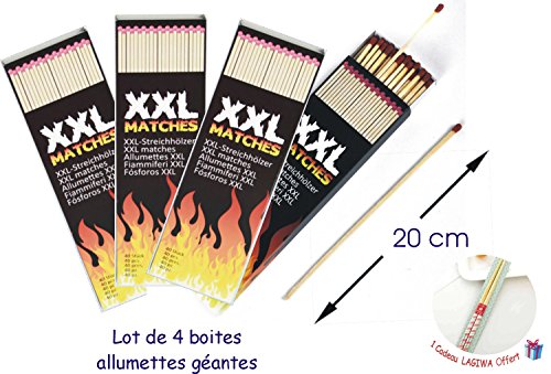 Lot de 4 boites allumettes géantes 20 cm avec 1...