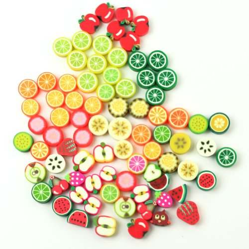 Lot 100 perles fruit pate fimo polymere 10 x 10...