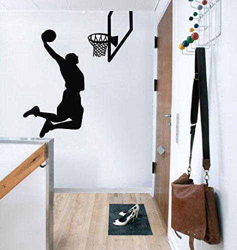 87 x 100 cm, Jumping Basket NBA Kobe Player étoiles Jordan Slam Dunk graffti Art Autocollant mural pour chambre d'enfant pour garçon, noir, 87 x 100 cm 6920749374009 guyeFiy