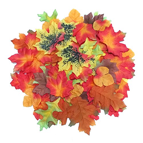 Luxbon Lot de environ 100 feuilles d'érable artificielles chute de feuilles d'automne multicolore automne scatters de table idéal pour mariage &parties tombent d'automne code EAN 6922386100980 