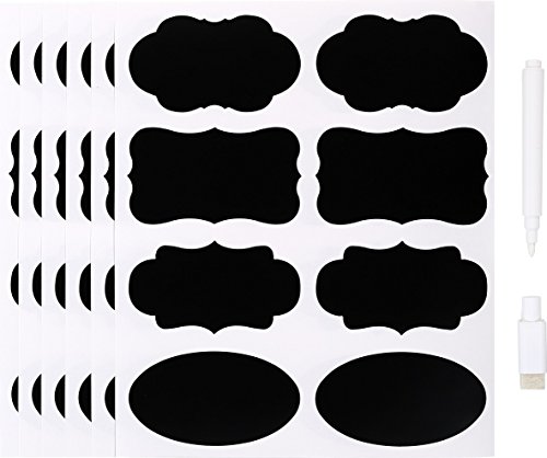 ST tape 48 réutilisables Labels Chalkboard - Noir Vinyl Décoratif Adhésif Autocollants-Idéal pour?: à bocaux Mason, gelée, pots, bocaux, bouteilles, casseroles, maison pour bouteilles, verres à vin, café ou thé en boîtes, boîtes, paniers, dossiers, fournitures de bureau code EAN 6923828870621 