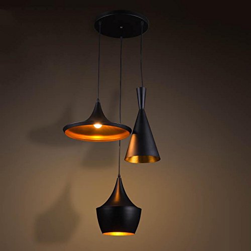 LTYJQD TYDXSD Vintage industriel bar lumières restaurant fer nordique lumière créative instrument 3 suspension de lampe étude IKEA Cafe 500 * 1000mm , Black code EAN 6924101399334 