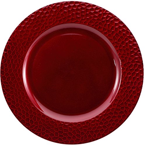 Brunchfill brunchfill Lot de 6 Assiettes Rouge foncé rond martelé Chargeur décoratif under-plates 6924392074811 (6924392074811)