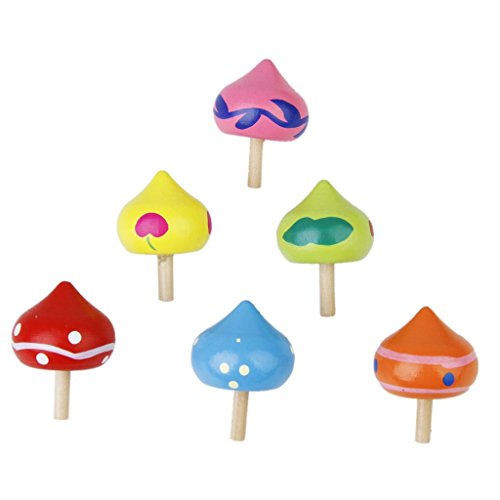 6pcs Toupie Peg-Top Sabot de Bois Coloré en For...