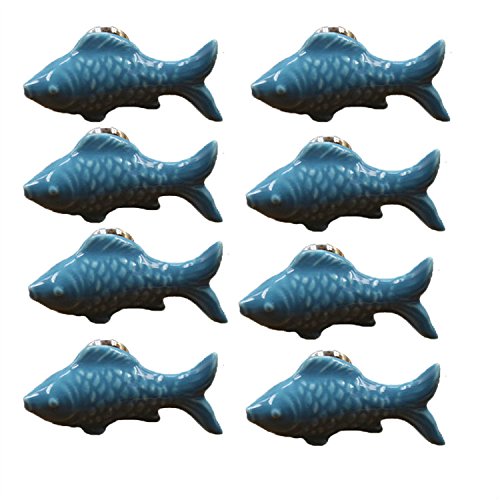 FBSHOP(TM) fbshop (TM) 8 Lovely poisson Koi Poignées/Tire Idéal pour salle de bain/armoire/placard/tiroir/Bouton de Porte en Céramique Meubles Décoration Crèche/chambre de bébé 6 couleurs disponibles 6926472765718 (6926472765718)