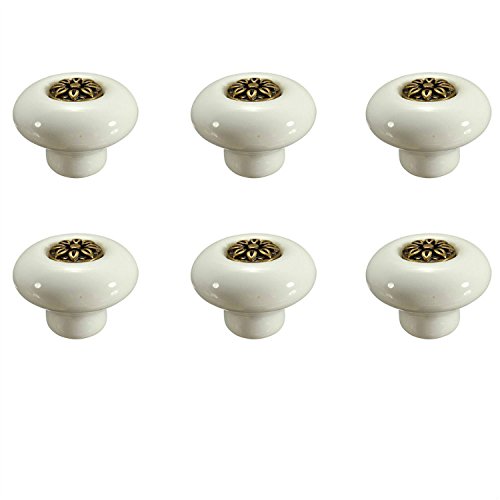 FBSHOP(TM) fbshop (TM) 6pcs 32 mm Rétro Céramique Bouton de porte/Meubles Bouton/Meubles Poignées pour armoires de cuisine, armoire, commode, armoire tiroir, porte chambre et salle de bains Chambre Décor etc. 6926472783262 (6926472783262)