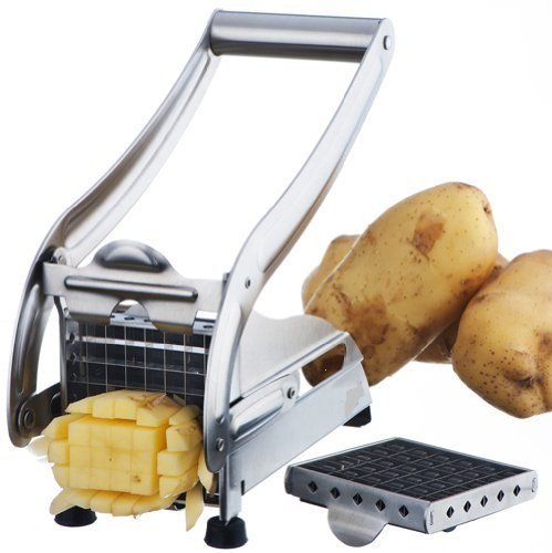 Stainless steel potato chipper with 2 interchan...