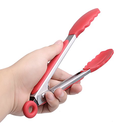 ocean star Ce lot de Deux Pinces De Cuisine En Silicone 2 Packs Pinces pour Barbecue en Acier Inoxydable et Silicone Alimentaire sans BPA (Rouge) 6927662609768 (6927662609768)