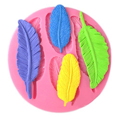 Moule silicone plume pour pâte à sucre amande f...